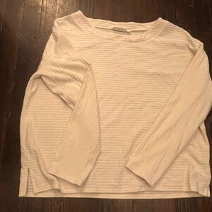 White Textured Long Sleeve Top